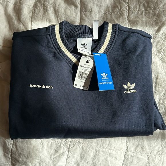 adidas Sporty & Rich V-Neck Crew Sweater NWT - Picture 6 of 7